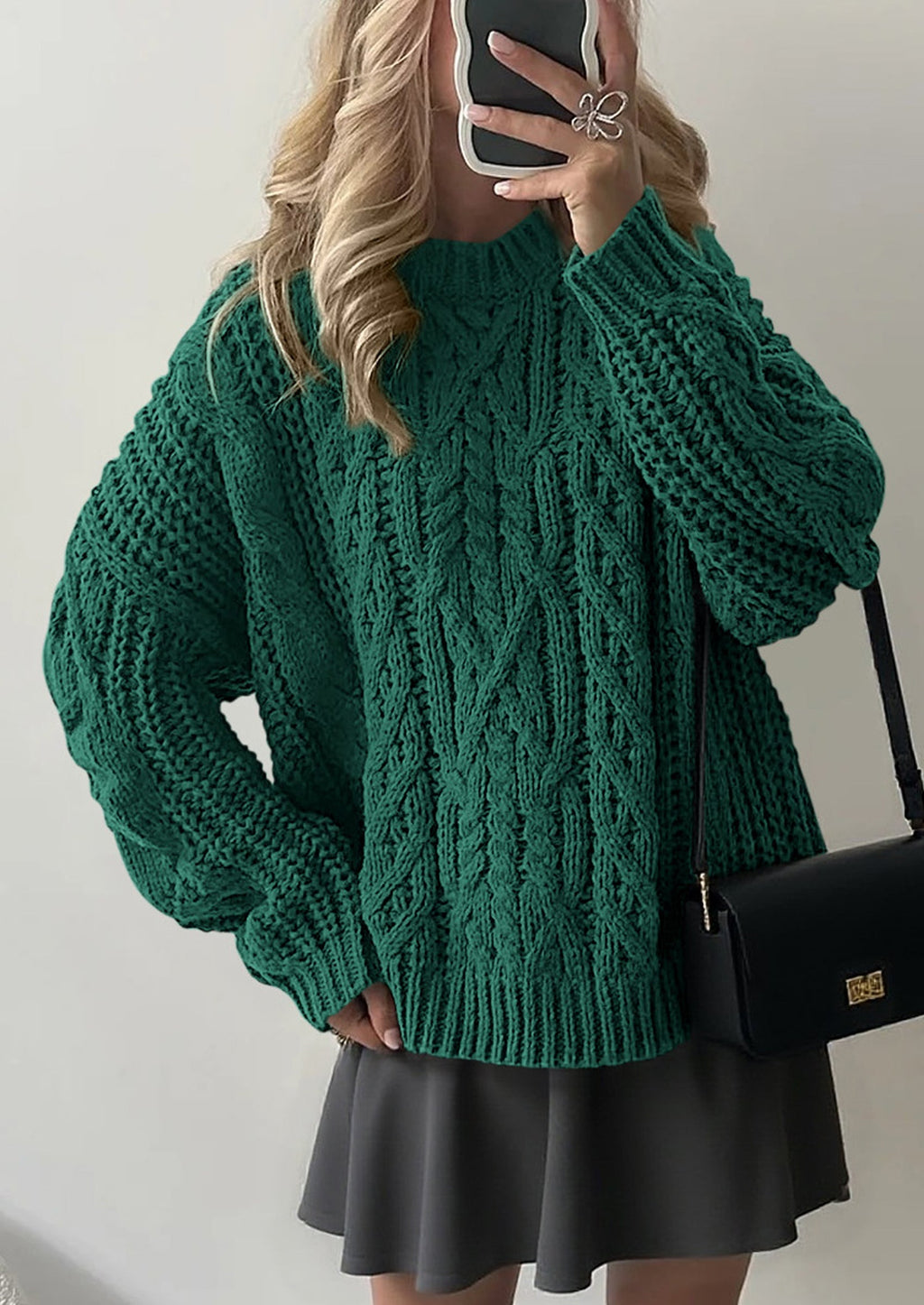Women's Oversized Fall Sweaters Casual Long Sleeve Crewneck Chunky Cable Knit Pullover Tops Winter Clothes