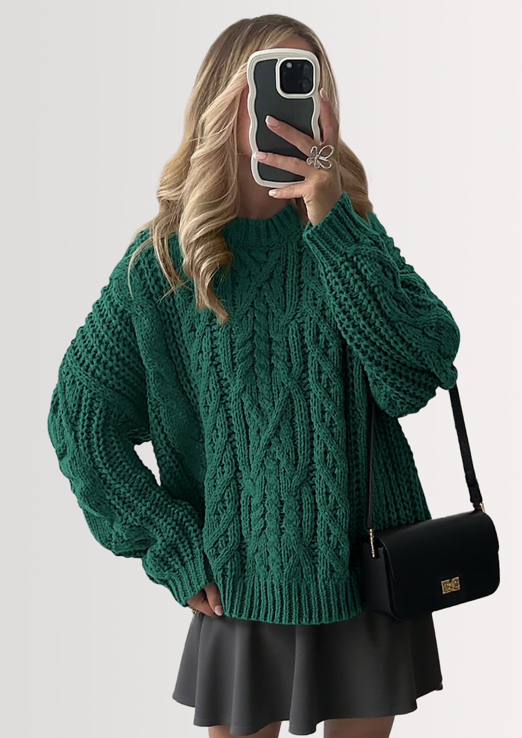 Women's Oversized Fall Sweaters Casual Long Sleeve Crewneck Chunky Cable Knit Pullover Tops Winter Clothes