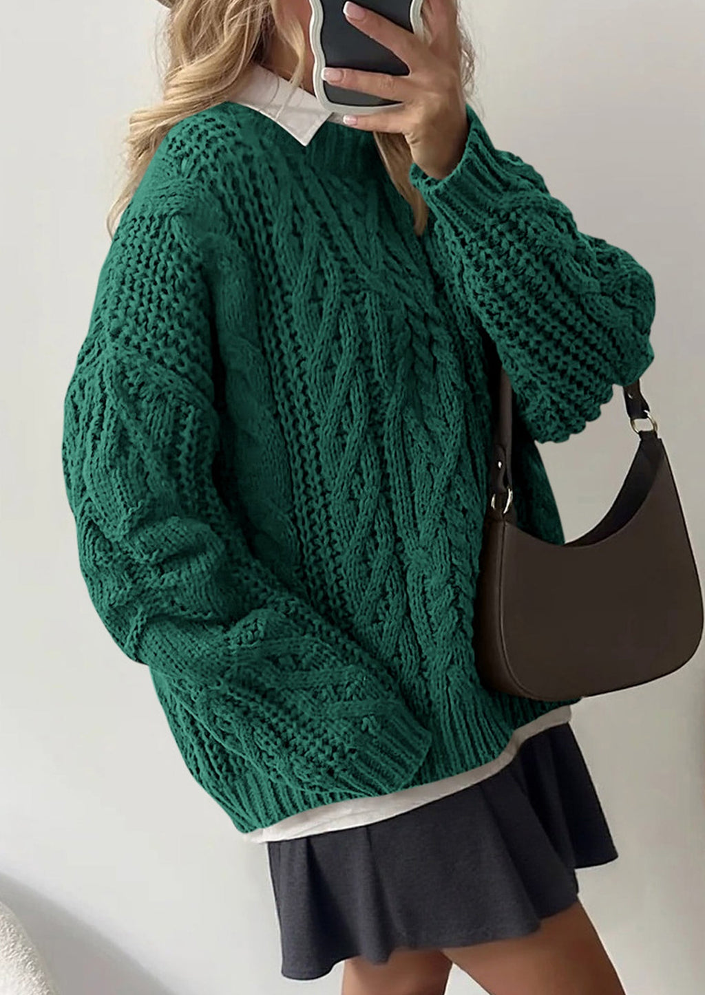 Women's Oversized Fall Sweaters Casual Long Sleeve Crewneck Chunky Cable Knit Pullover Tops Winter Clothes