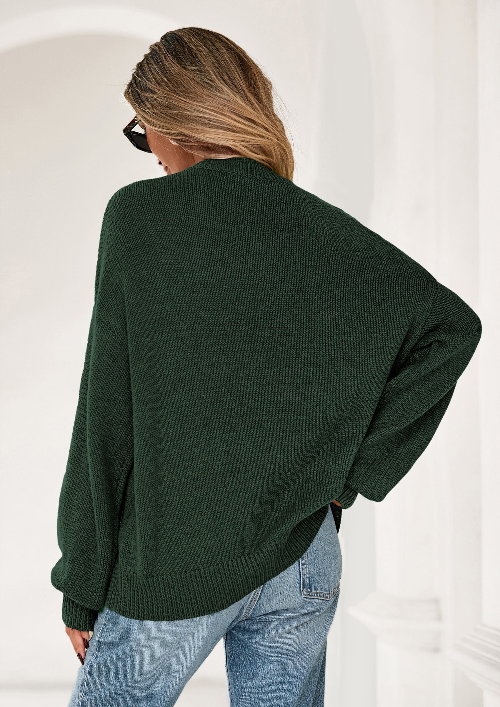 Womens Sweaters Fall Fashion Long Sleeve Crewneck Floral Knit Pullover Sweater Tops Winter Clothes