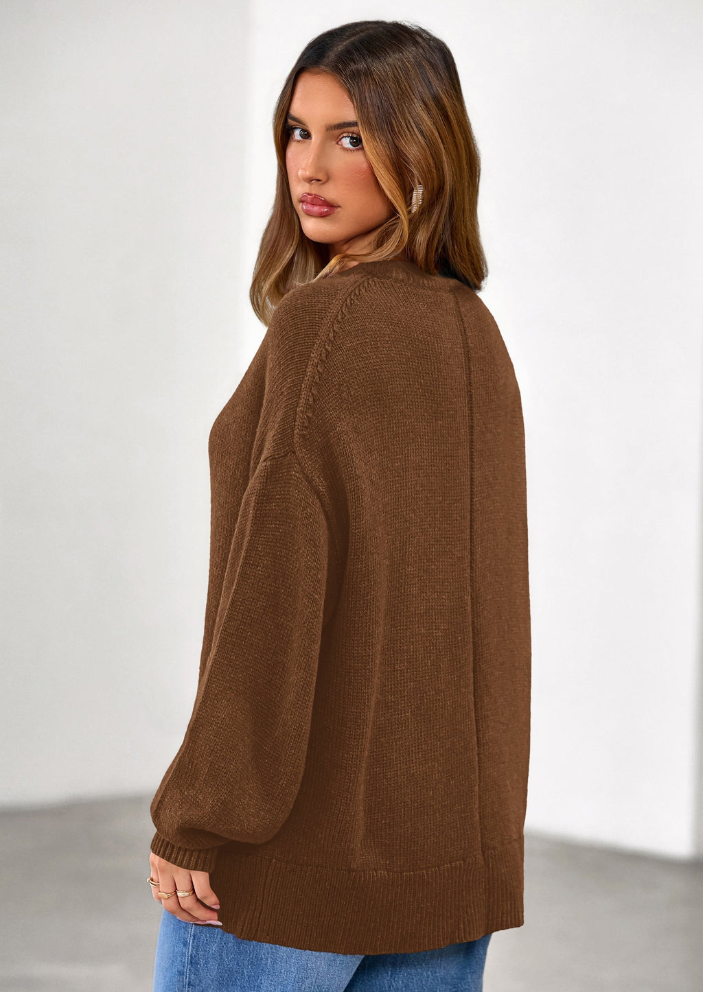 Womens Sweaters Fall Trendy Casual Crewneck Long Sleeve Cozy Knit Pullover Sweater Tops Winter Clothing