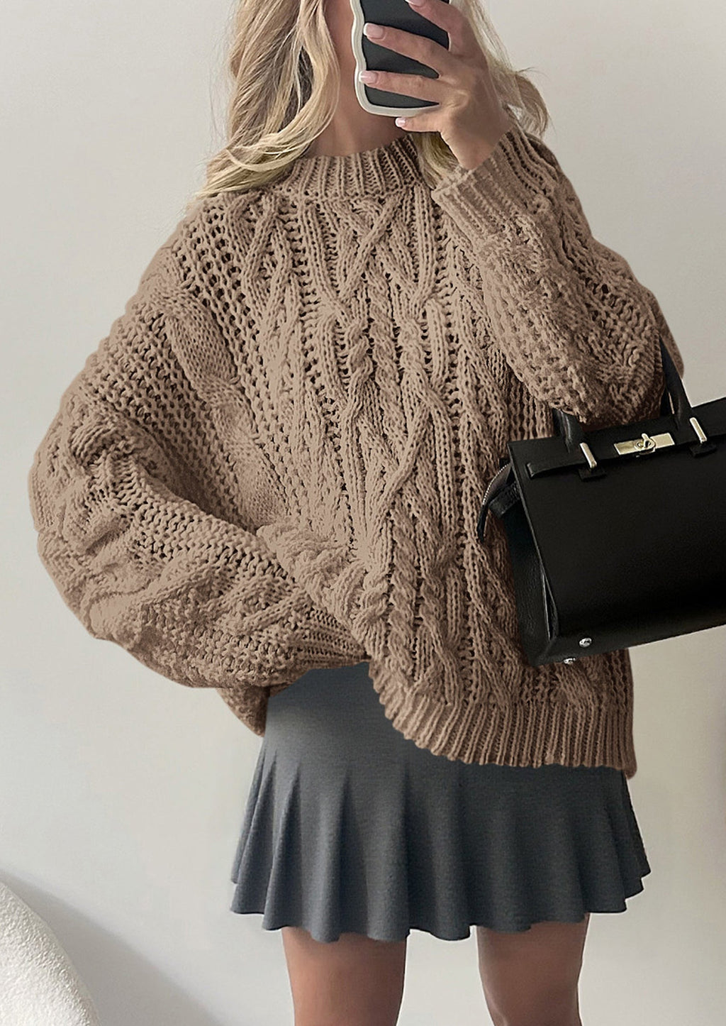 Women's Oversized Fall Sweaters Casual Long Sleeve Crewneck Chunky Cable Knit Pullover Tops Winter Clothes