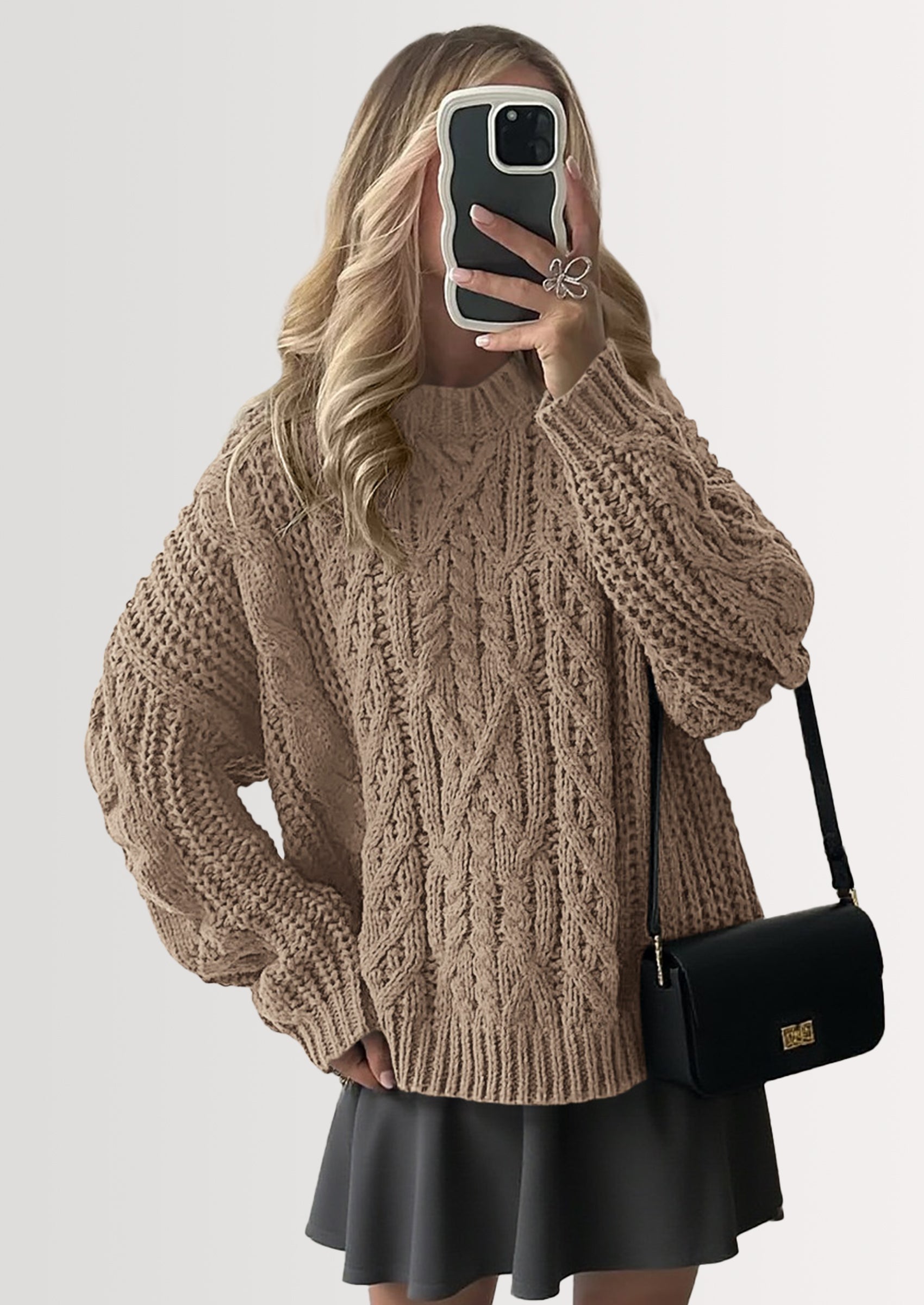 Women's Oversized Fall Sweaters Casual Long Sleeve Crewneck Chunky Cable Knit Pullover Tops Winter Clothes