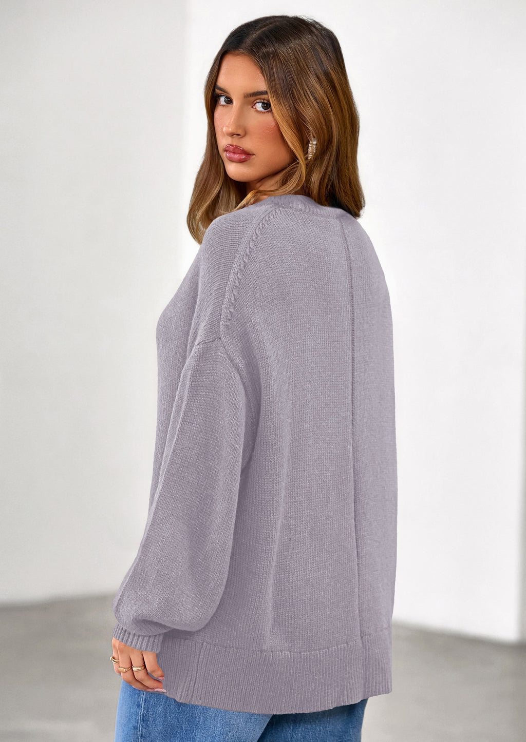 Womens Sweaters Fall Trendy Casual Crewneck Long Sleeve Cozy Knit Pullover Sweater Tops Winter Clothing