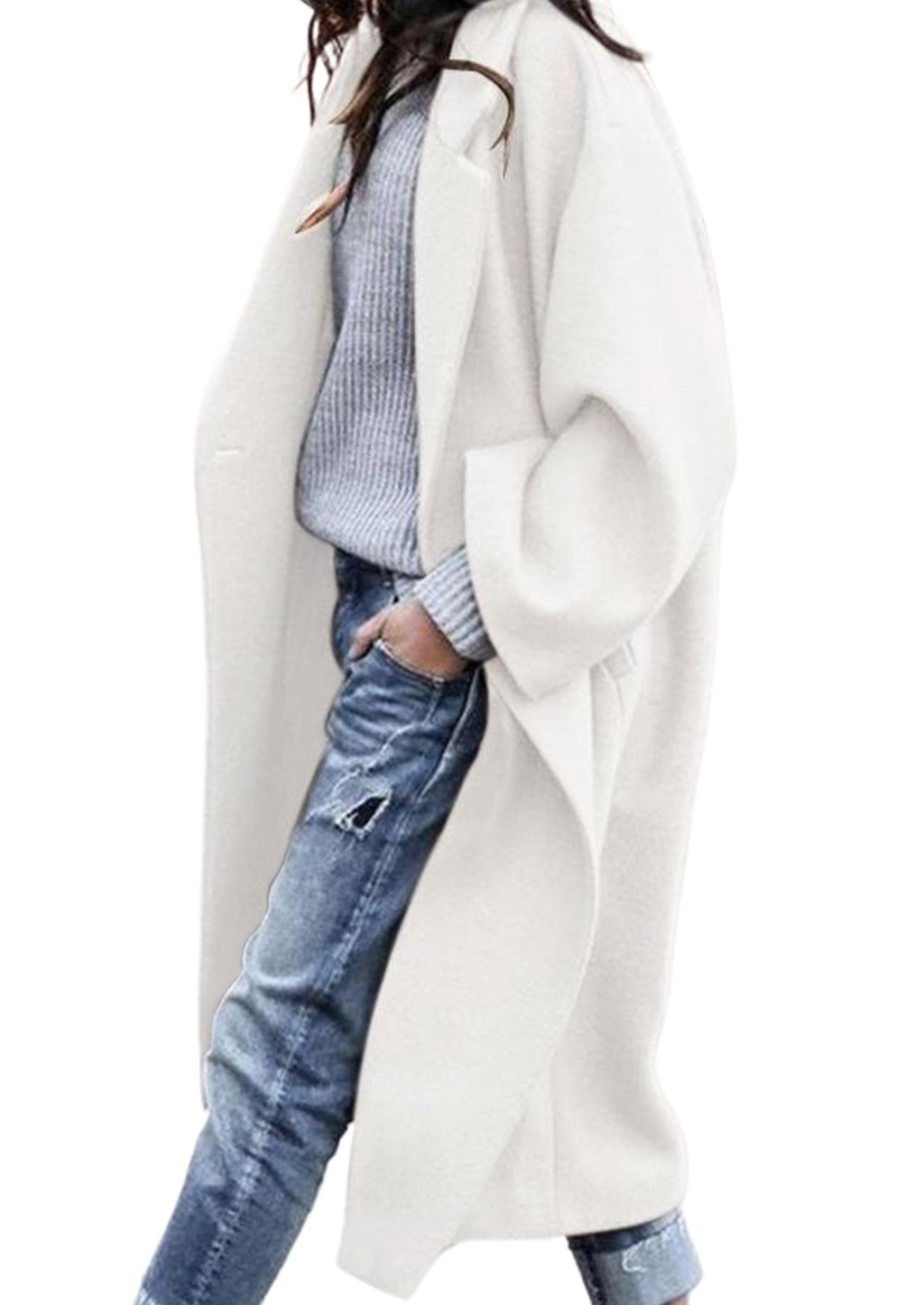 Womens Winter Coats Trendy Long Sleeve Notch Lapel Button Long Jackets Casual Oversized Vacation Outfits