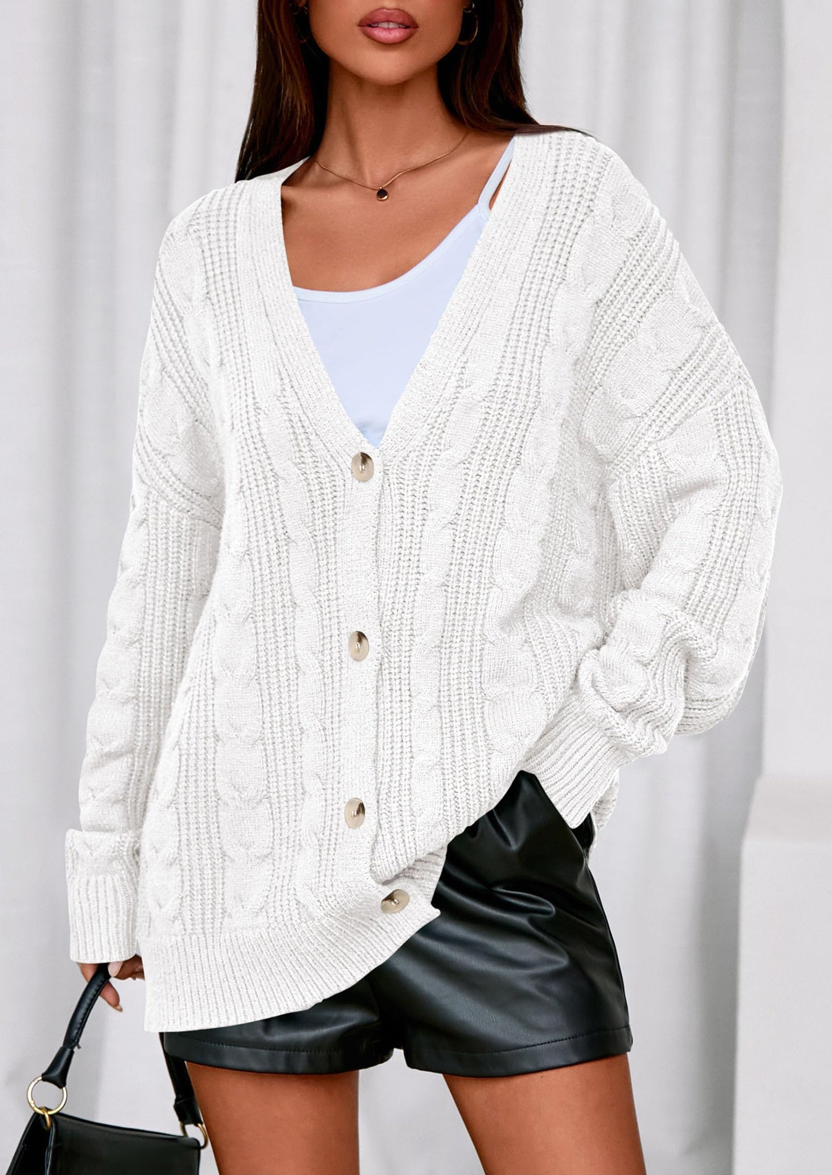 Women's Cable Knit Sweaters Fall Oversized Chunky Open Front Long Sleeve Cardigan Winter Coats