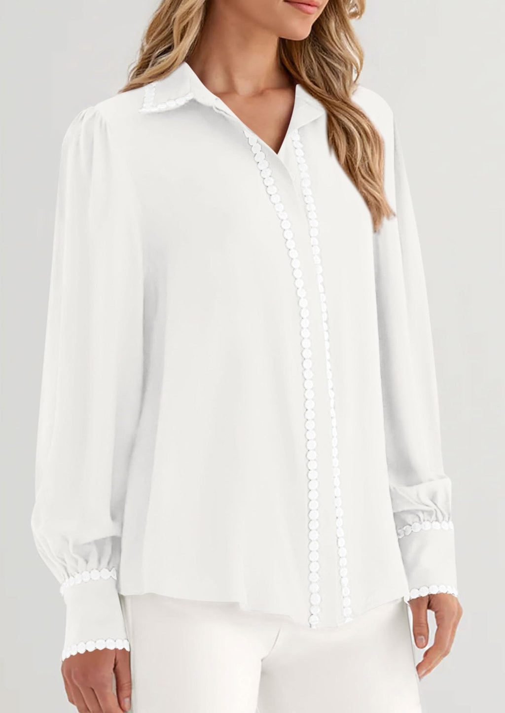 Womens Long Sleeve Button Down Shirts Trendy V Neck Loose Fit Fall Tops Collared Dressy Casual Blouses