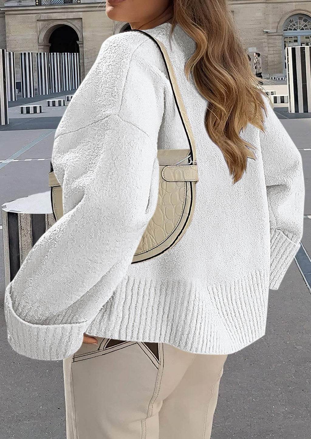 Women's Fall Oversized Sweaters Casual Crewneck Pullover Long Sleeve Fuzzy Chunky Knit Tops Blouse