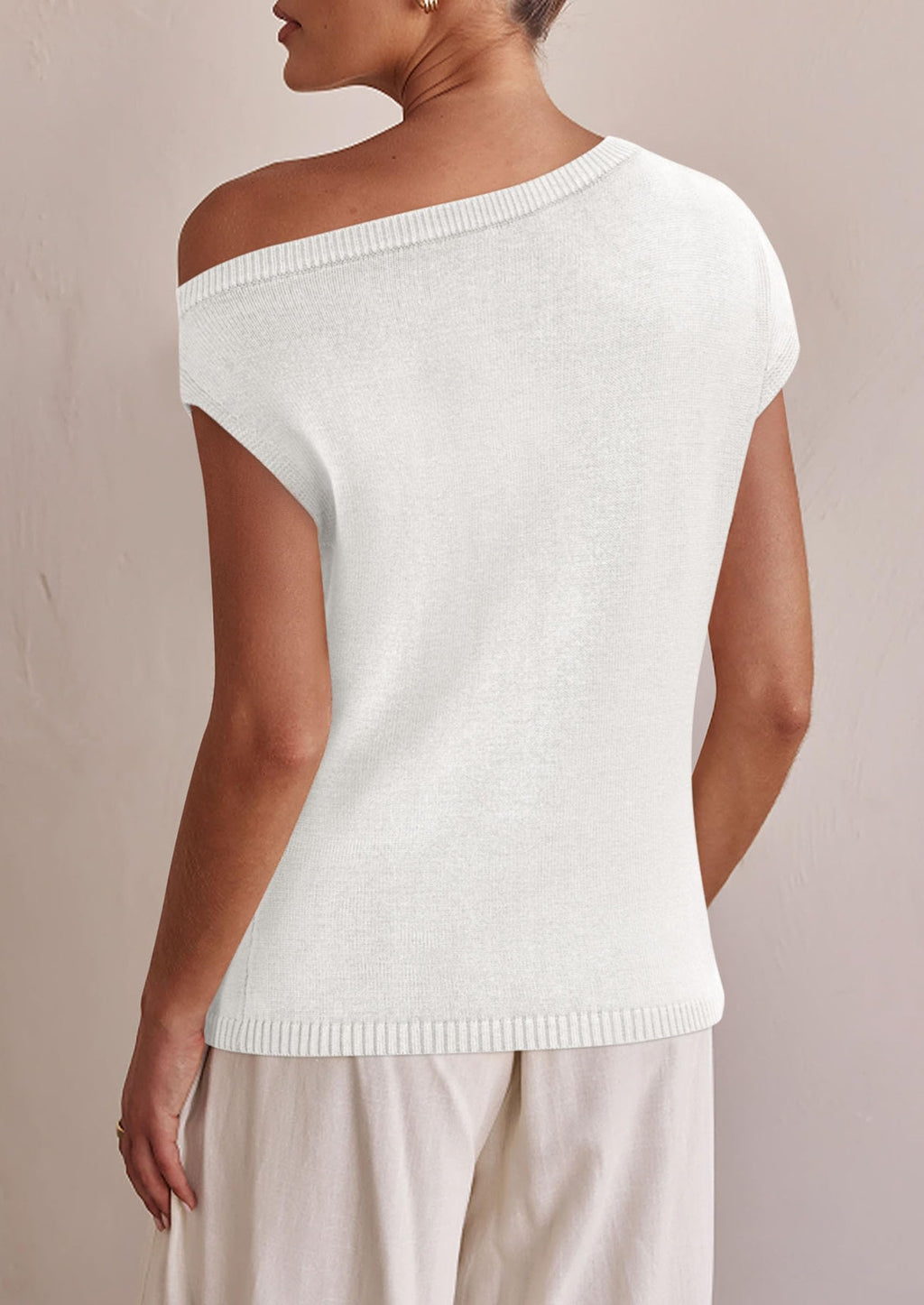 Womens Off The Shoulder Tops Summer Casual Short Sleeve Tunic T Shirts Lightweight Knit Sweaters