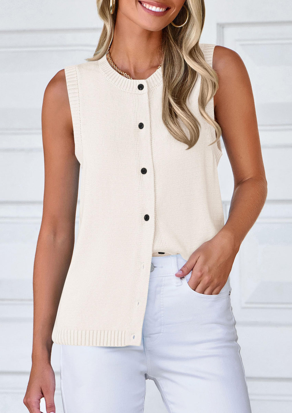 Sweater Vest Women Spring Summer Casual Lightweight Knit Sleeveless Button Down Tank Tops Trendy Clothes