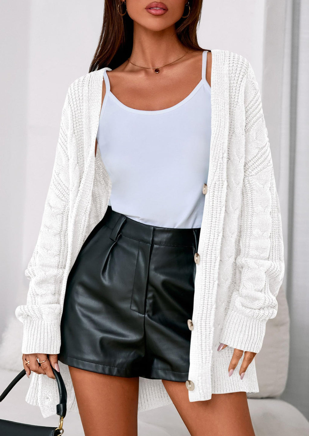 Women's Cable Knit Sweaters Fall Oversized Chunky Open Front Long Sleeve Cardigan Winter Coats