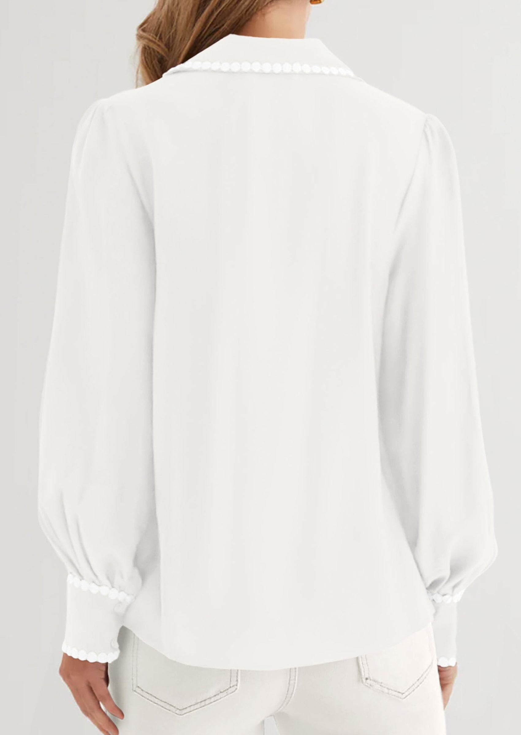 Womens Long Sleeve Button Down Shirts Trendy V Neck Loose Fit Fall Tops Collared Dressy Casual Blouses