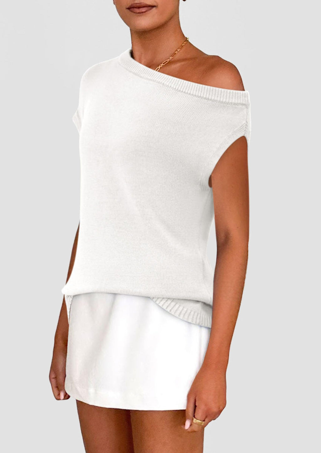 Womens Off The Shoulder Tops Summer Casual Short Sleeve Tunic T Shirts Lightweight Knit Sweaters