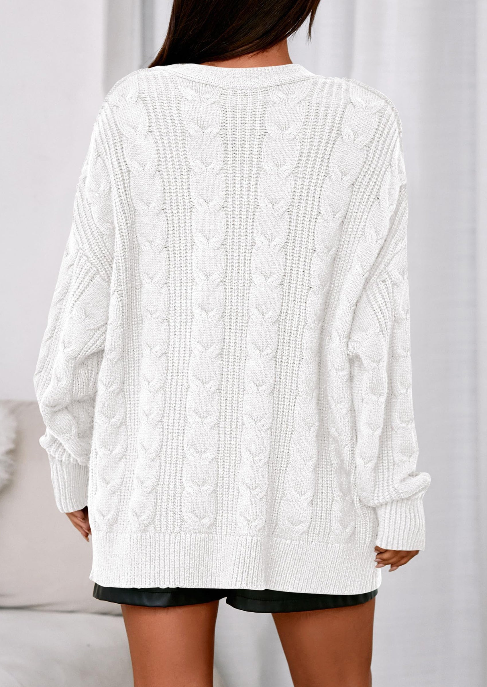 Women's Cable Knit Sweaters Fall Oversized Chunky Open Front Long Sleeve Cardigan Winter Coats