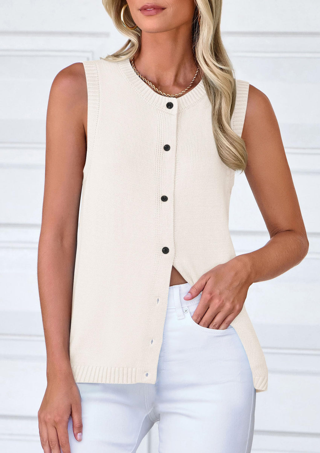 Sweater Vest Women Spring Summer Casual Lightweight Knit Sleeveless Button Down Tank Tops Trendy Clothes