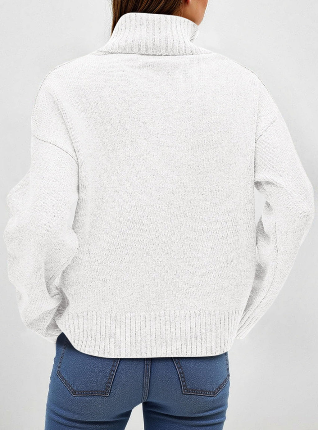 Womens Turtleneck Long Sleeve Sweater Fall Trendy Loose Fit Casual Tops Chunky Knit Pullover Sweaters