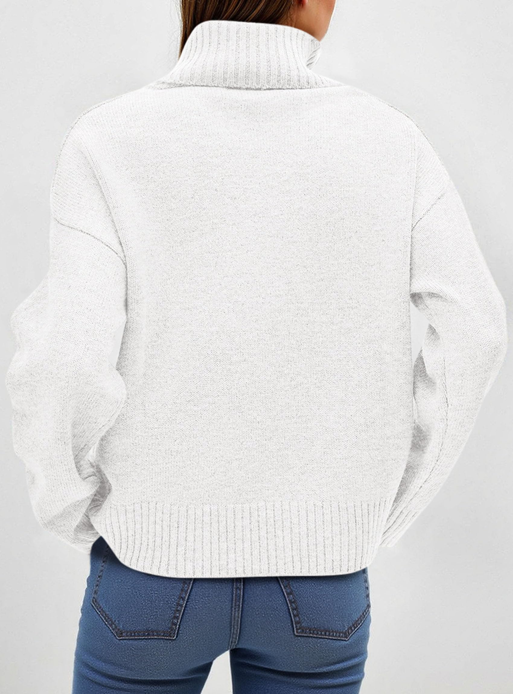 Womens Turtleneck Long Sleeve Sweater Fall Trendy Loose Fit Casual Tops Chunky Knit Pullover Sweaters