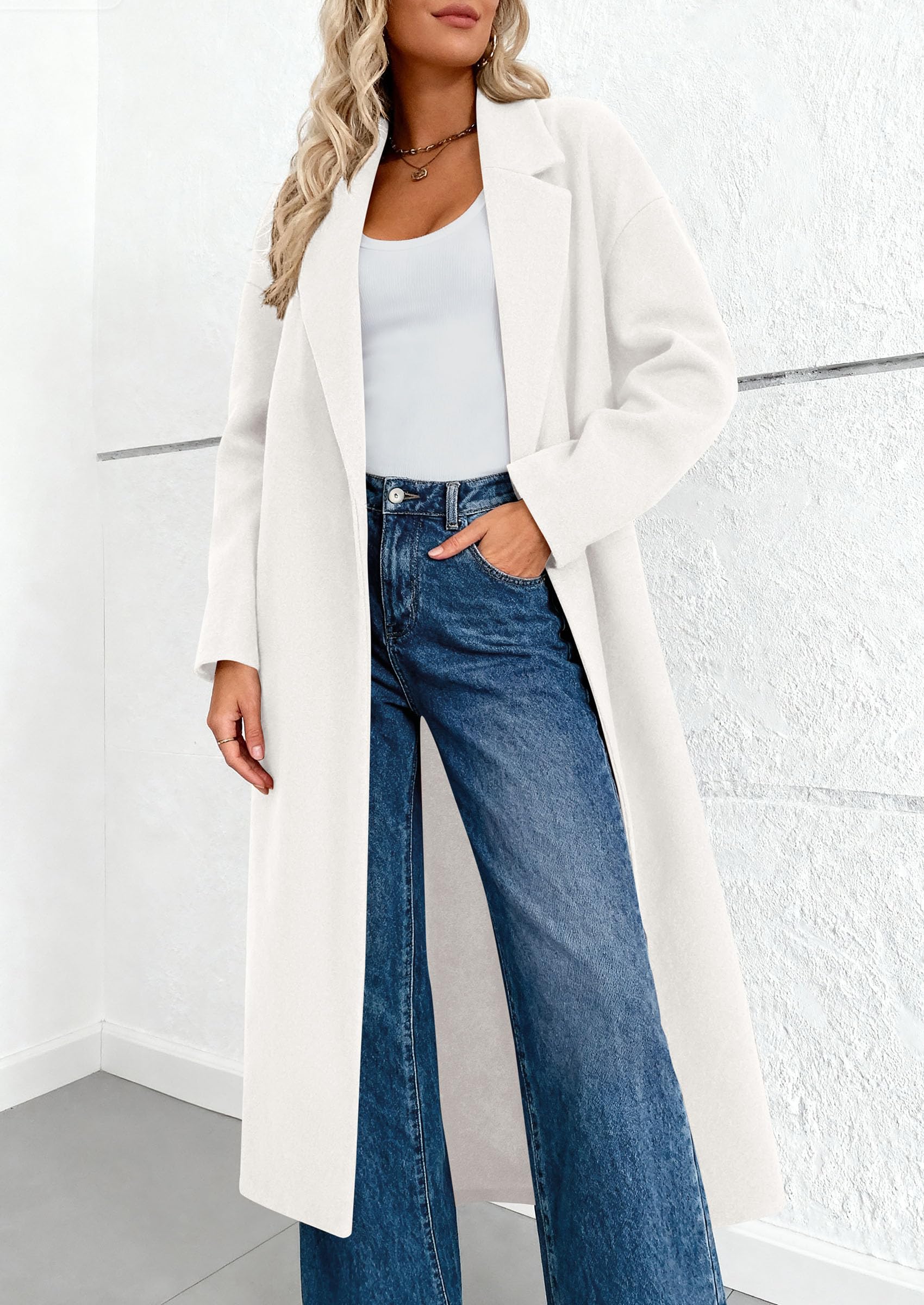 Womens Winter Coats Trendy Long Sleeve Notch Lapel Button Long Jackets Casual Oversized Vacation Outfits