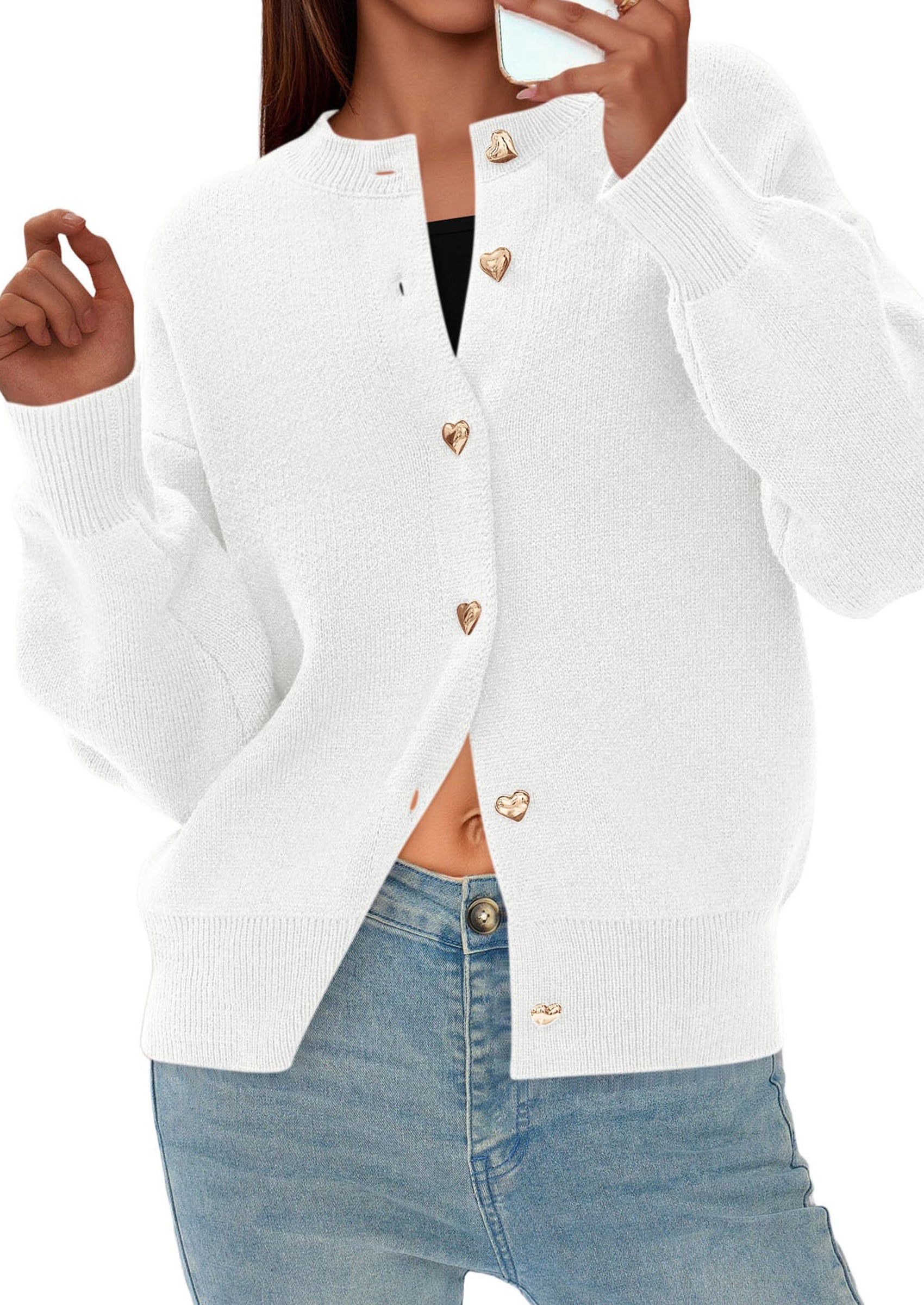 Cardigan Sweaters for Women Trendy Long Sleeve Open Front Button Down Jacket Fall Clothes Winter Coats