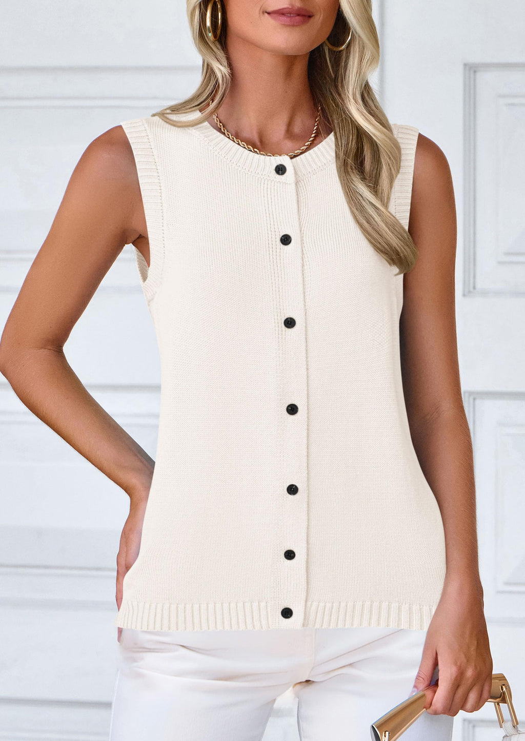 Sweater Vest Women Spring Summer Casual Lightweight Knit Sleeveless Button Down Tank Tops Trendy Clothes