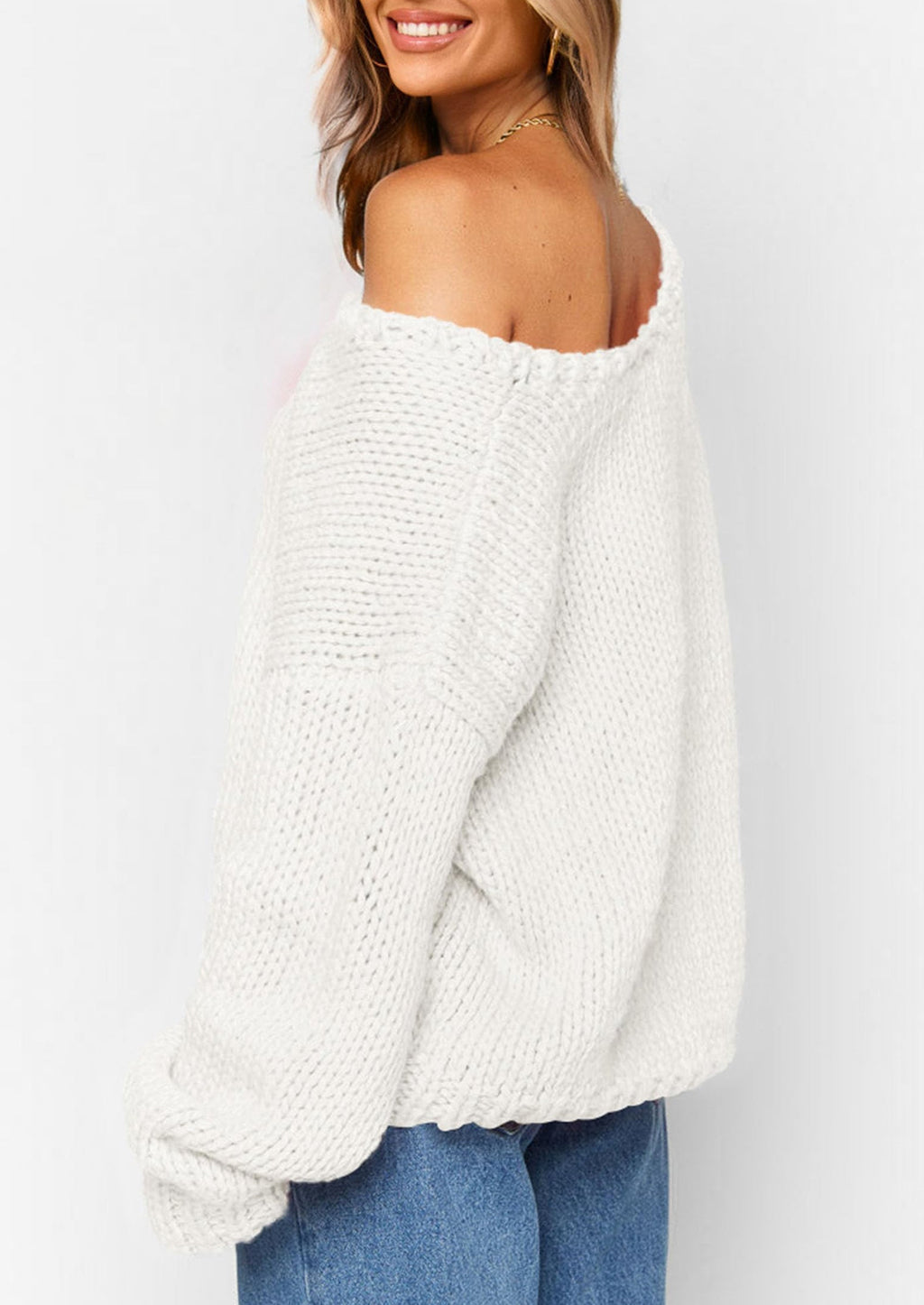 Women's Fall Oversized Sweaters Long Sleeve V Neck Dressy Casual Chunky Knit Loose Pullover Tops Winter Clothing