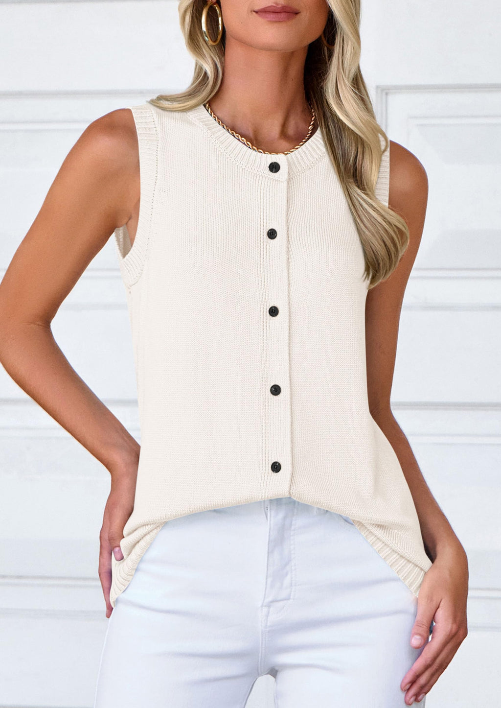Sweater Vest Women Spring Summer Casual Lightweight Knit Sleeveless Button Down Tank Tops Trendy Clothes