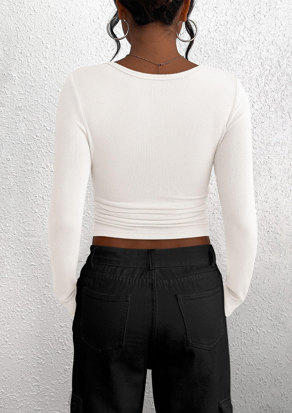 Women's Spring Fall Long Sleeve Henley T Shirts Button Ribbed Knit Slim Fit Casual Basic Tops Blouse