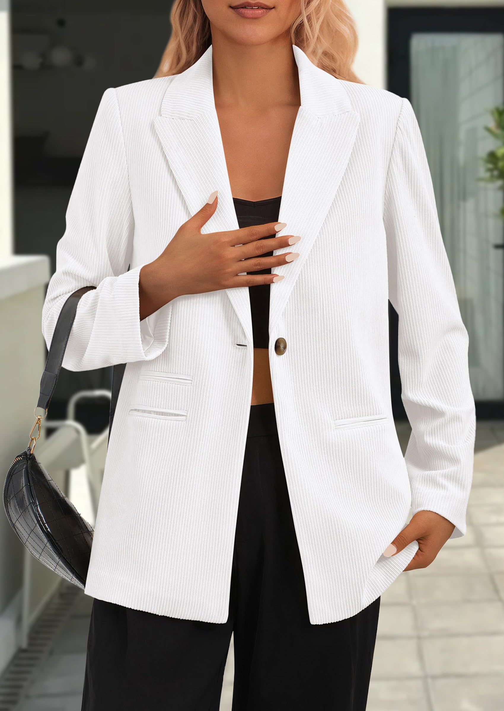 Women's Winter Corduroy Blazers Jackets Dressy Casual Ribbed Long Sleeve Lapel Fashion Work Business Outerwear