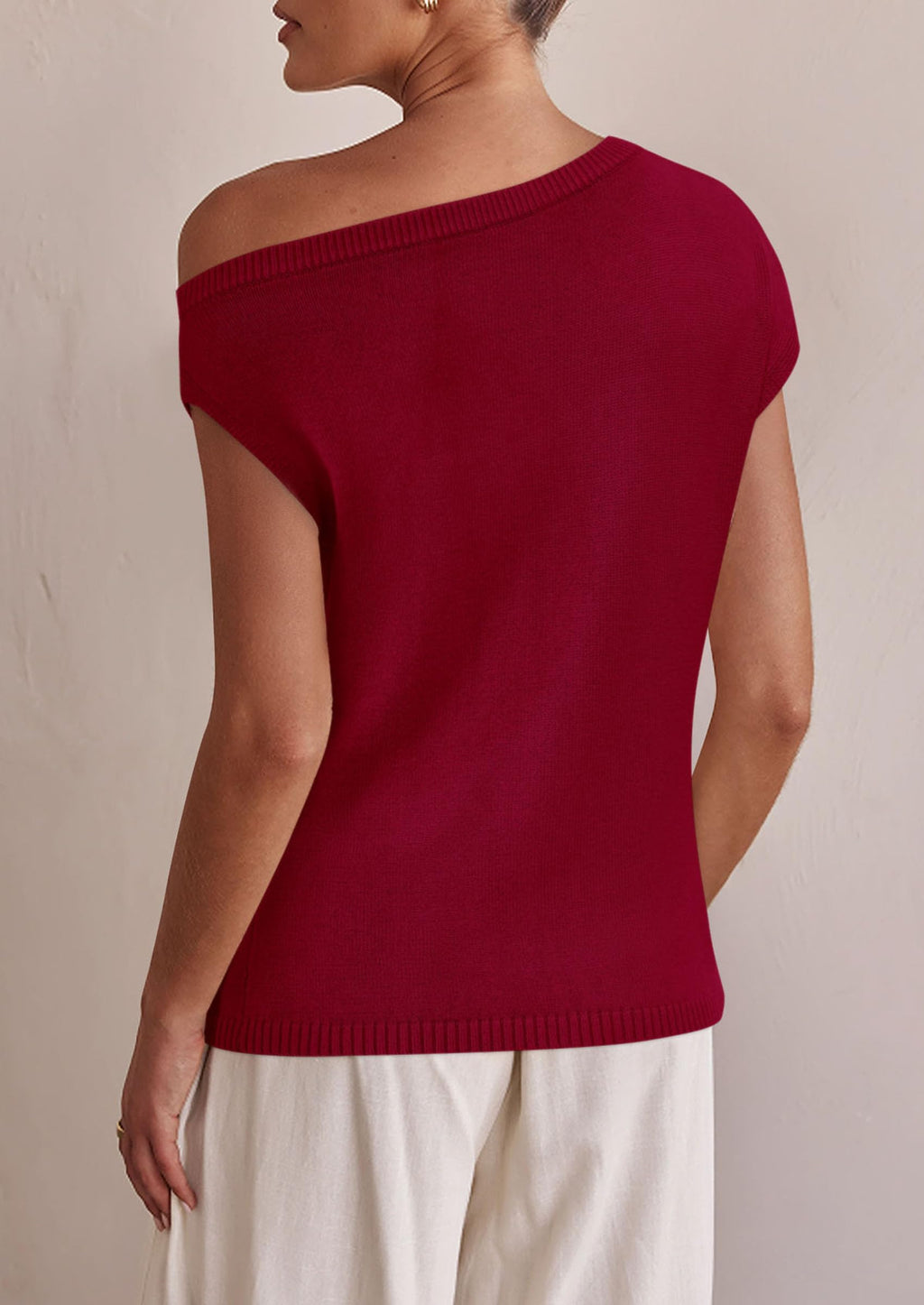 Womens Off The Shoulder Tops Summer Casual Short Sleeve Tunic T Shirts Lightweight Knit Sweaters