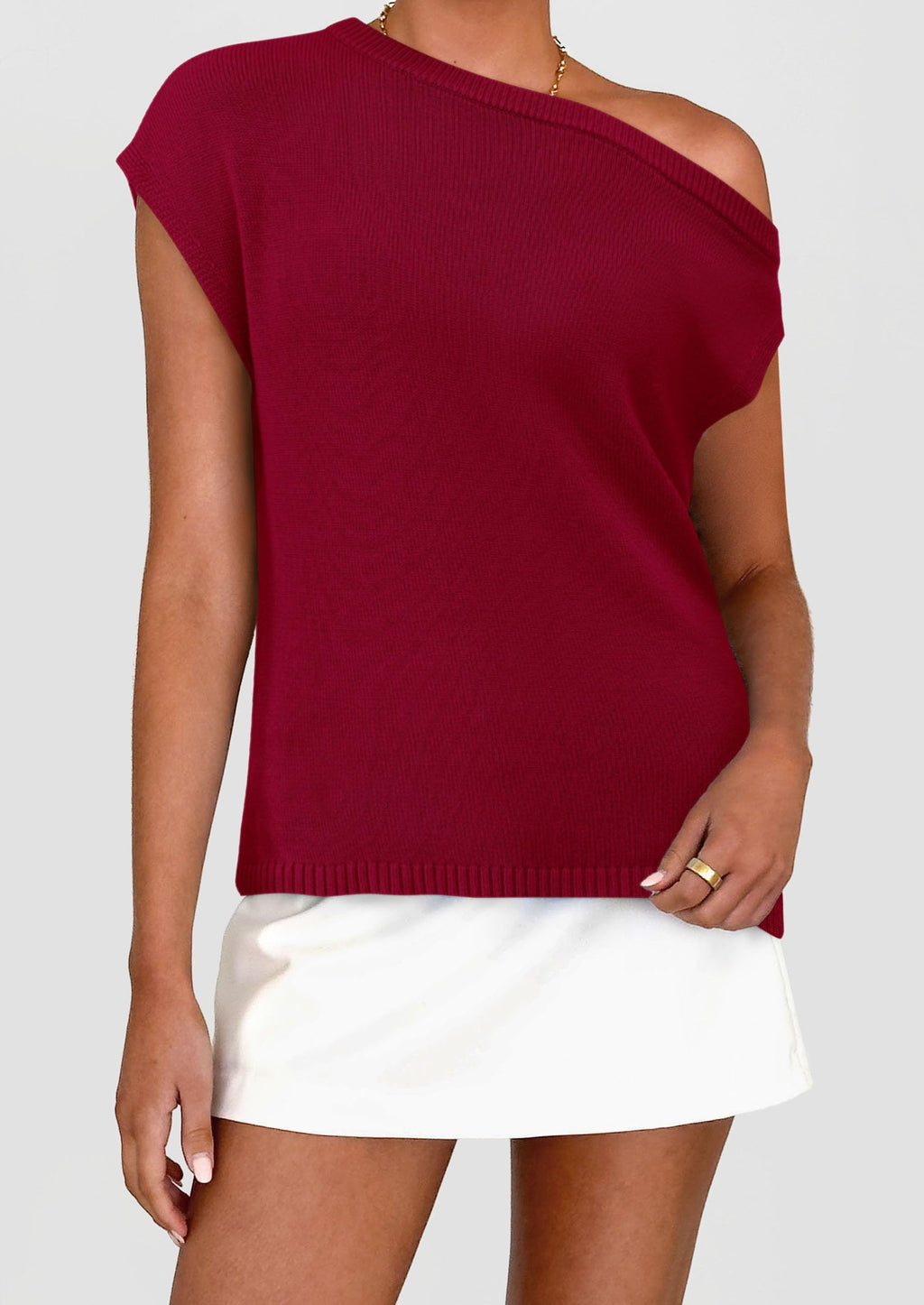 Womens Off The Shoulder Tops Summer Casual Short Sleeve Tunic T Shirts Lightweight Knit Sweaters