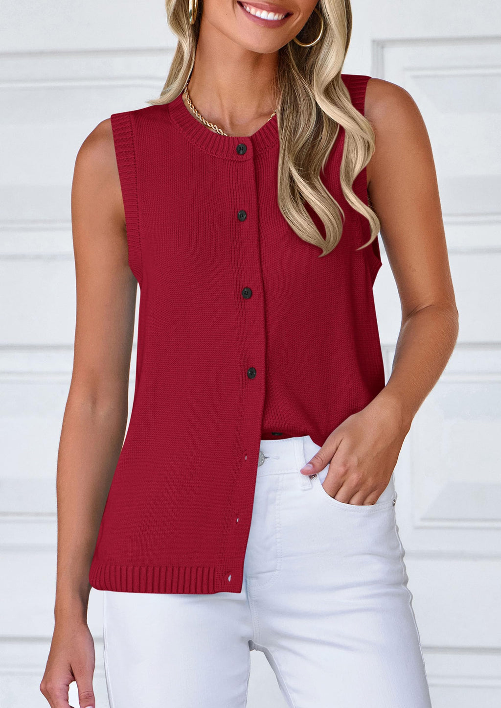 Sweater Vest Women Spring Summer Casual Lightweight Knit Sleeveless Button Down Tank Tops Trendy Clothes