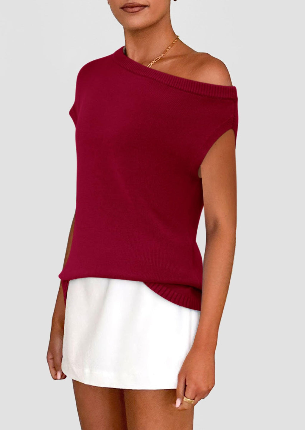 Womens Off The Shoulder Tops Summer Casual Short Sleeve Tunic T Shirts Lightweight Knit Sweaters