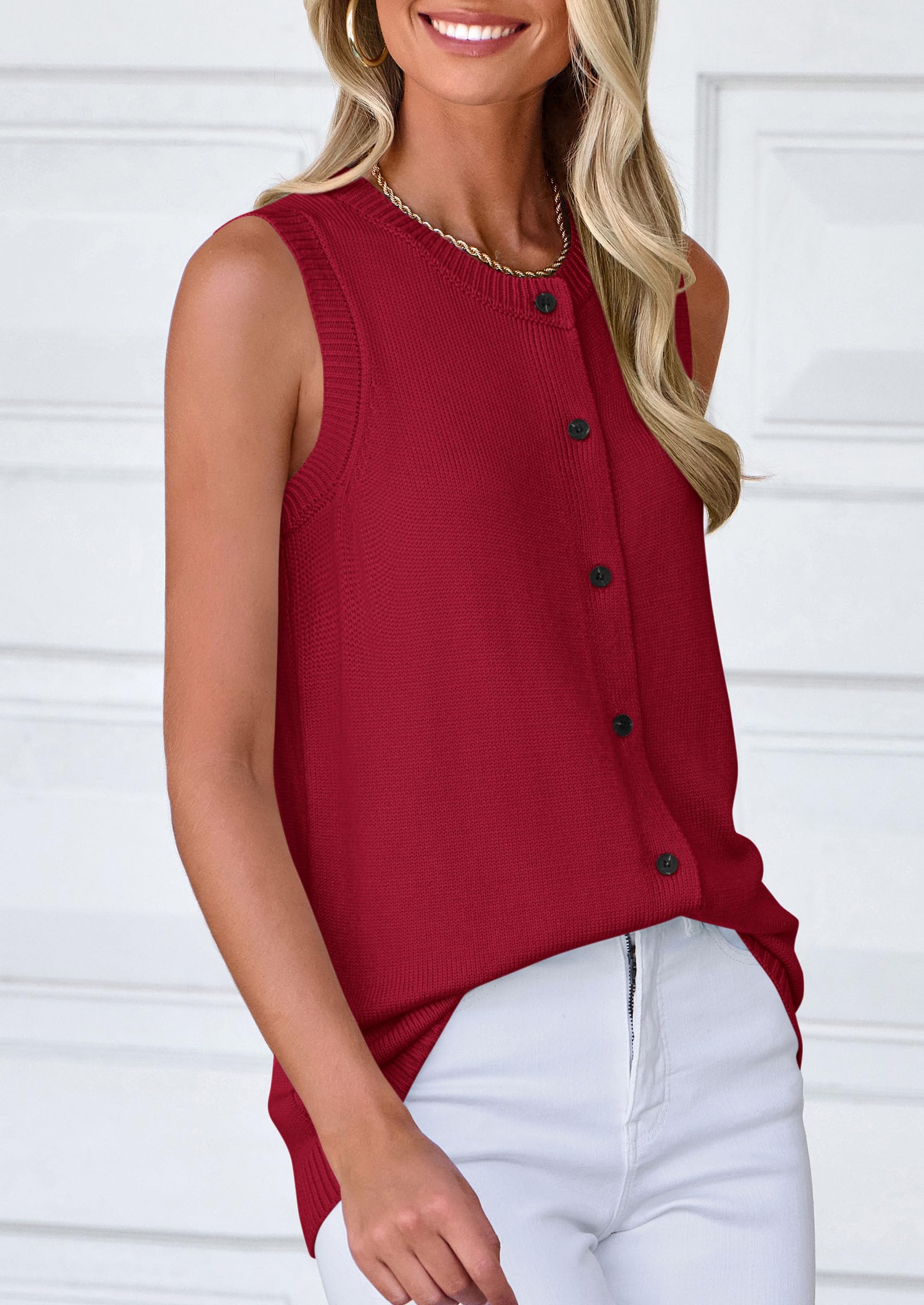 Sweater Vest Women Spring Summer Casual Lightweight Knit Sleeveless Button Down Tank Tops Trendy Clothes