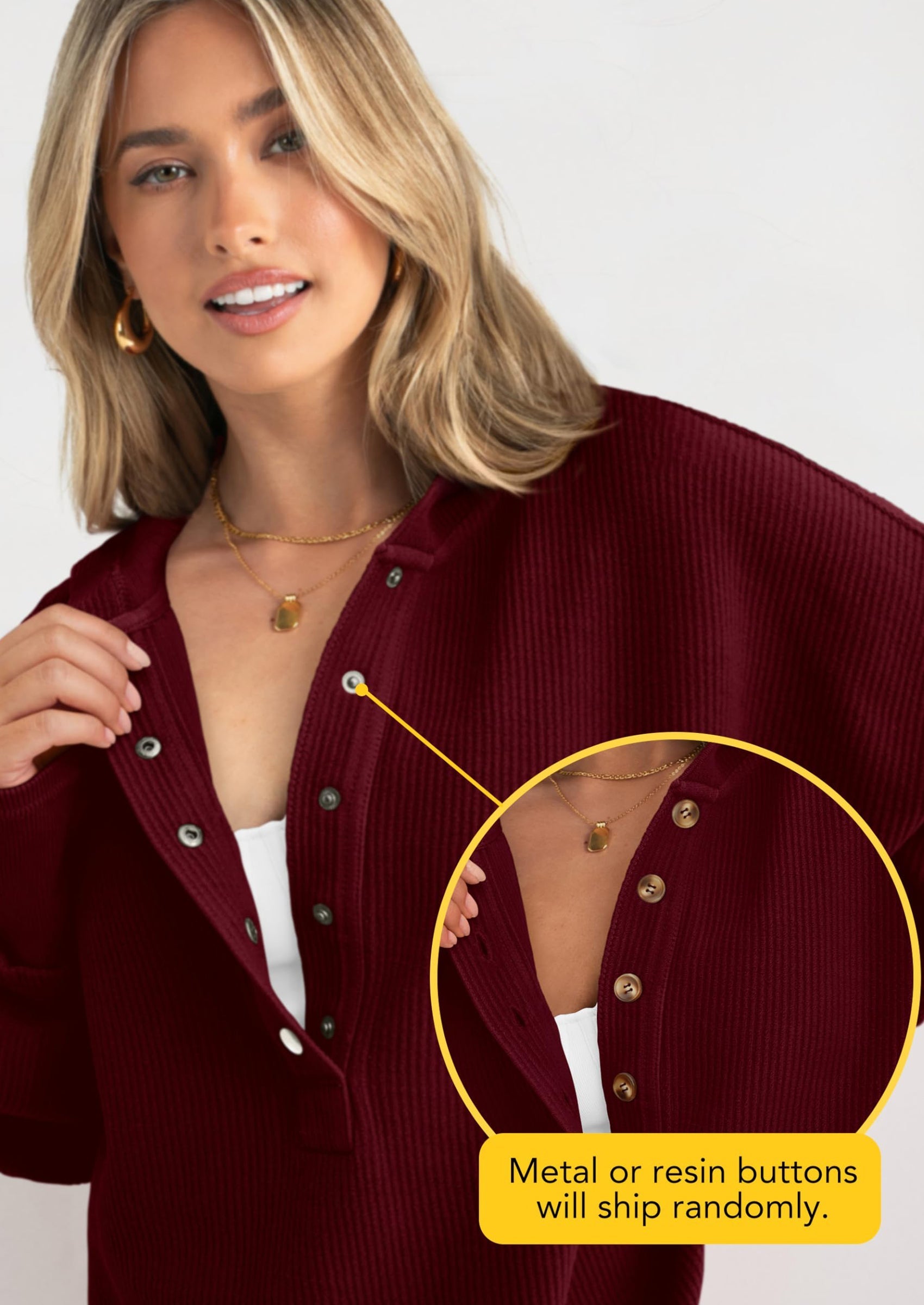 Womens Fashion Oversized Long Sleeve Hoodie Button Down V Neck Sweatshirt Side Slit Casual Pullover Tops