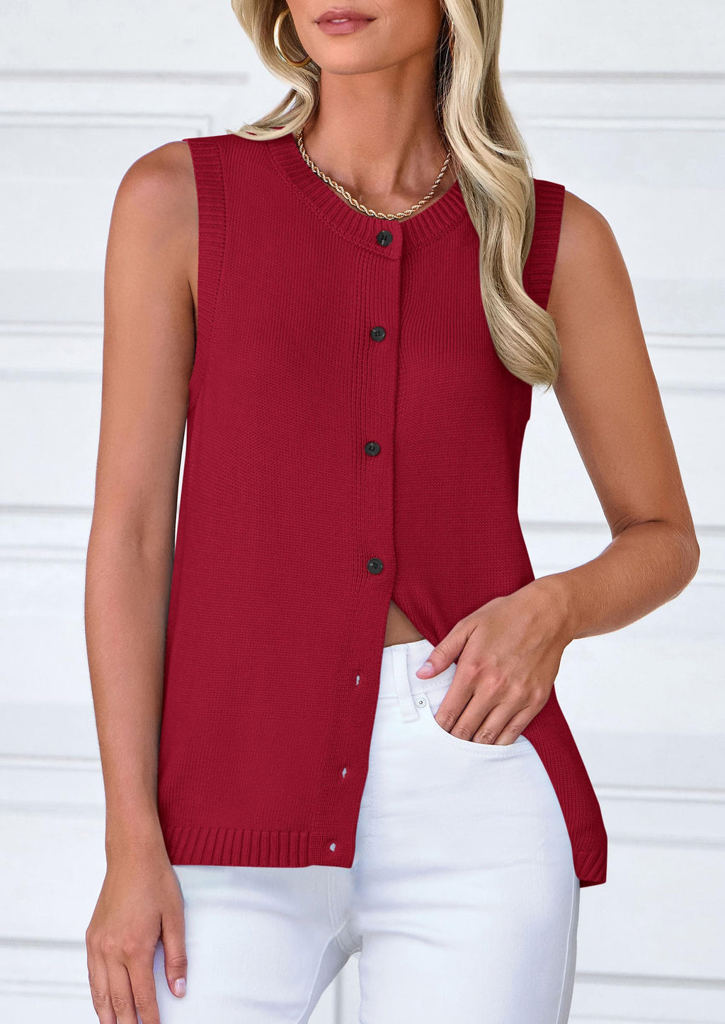 Sweater Vest Women Spring Summer Casual Lightweight Knit Sleeveless Button Down Tank Tops Trendy Clothes