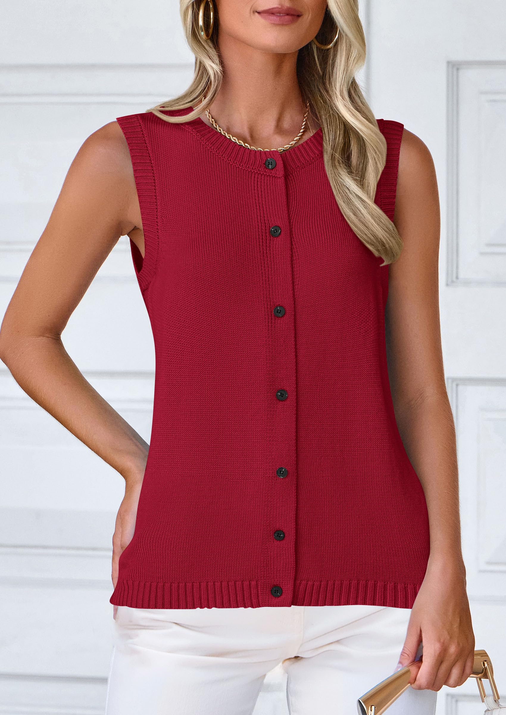 Sweater Vest Women Spring Summer Casual Lightweight Knit Sleeveless Button Down Tank Tops Trendy Clothes