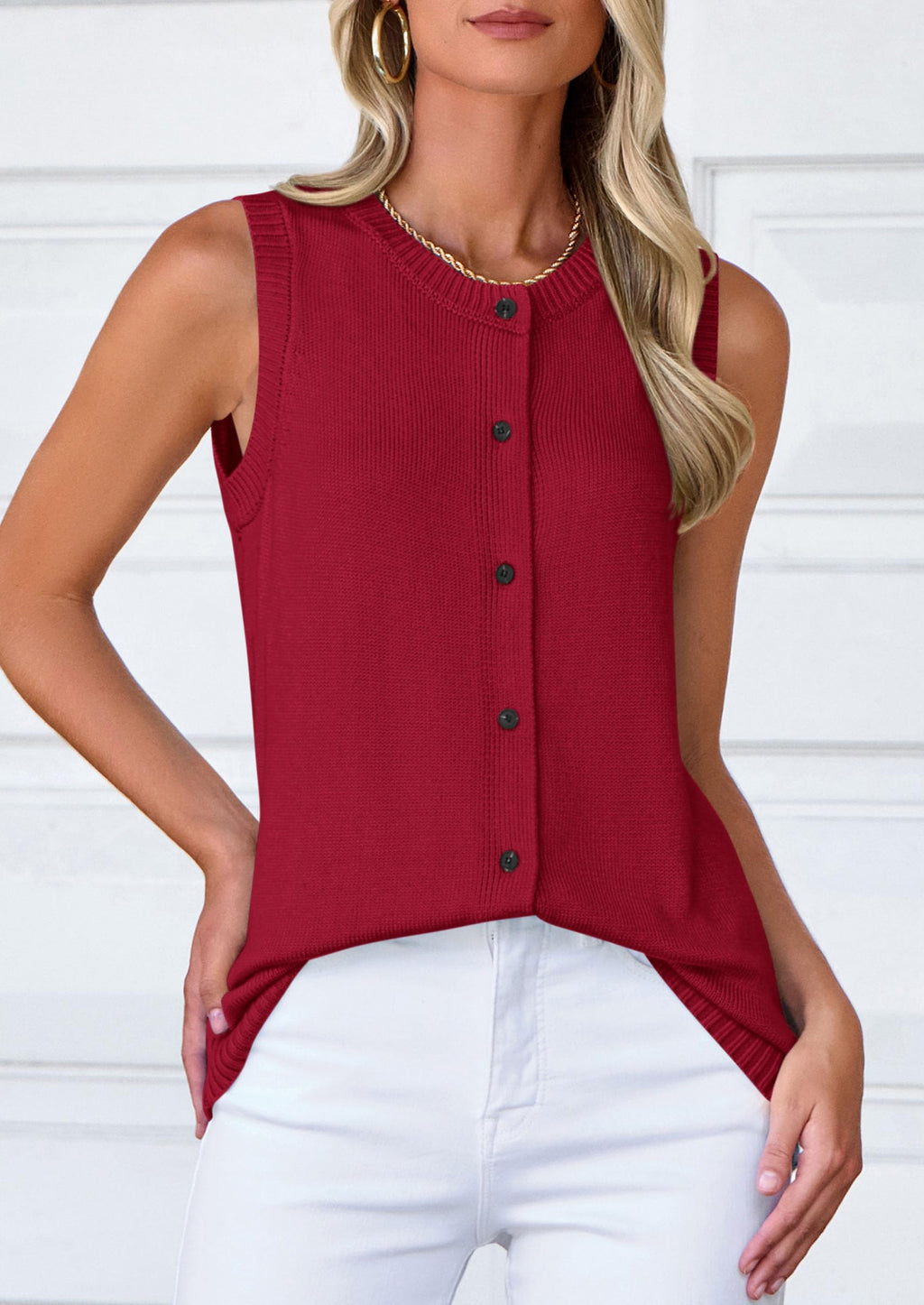 Sweater Vest Women Spring Summer Casual Lightweight Knit Sleeveless Button Down Tank Tops Trendy Clothes