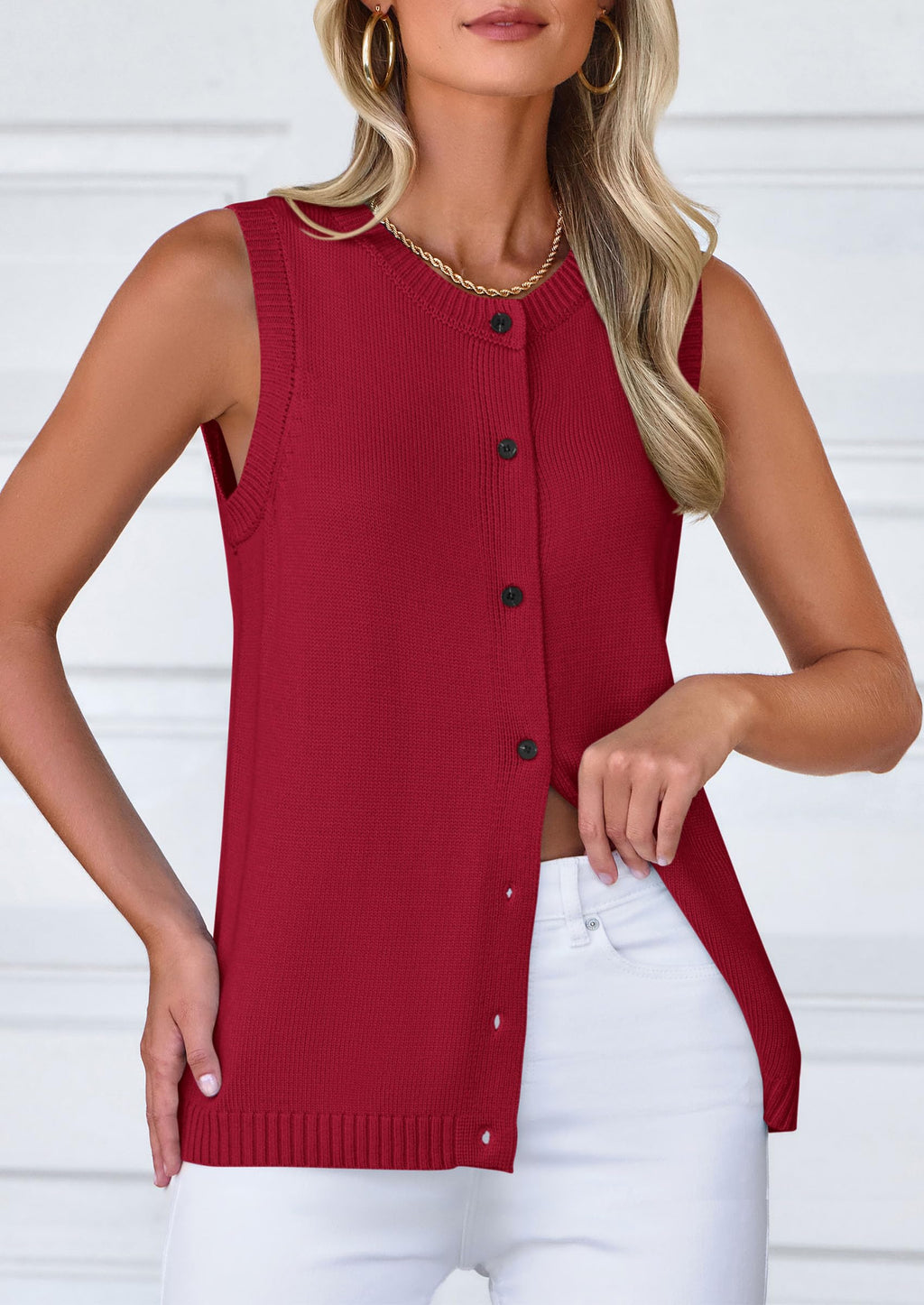 Sweater Vest Women Spring Summer Casual Lightweight Knit Sleeveless Button Down Tank Tops Trendy Clothes