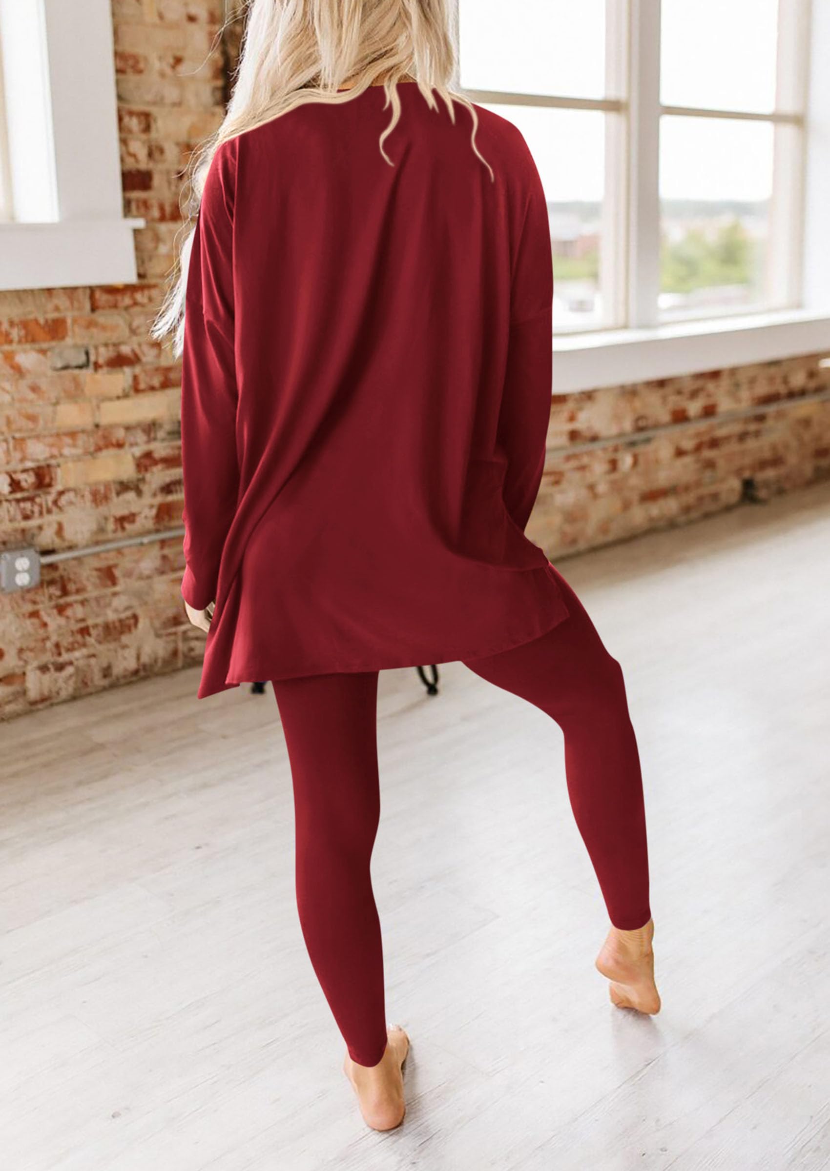2 Piece Outfits Casual Long Sleeve Tunic Tops Legging Pants Lounge Sets Sweatsuits