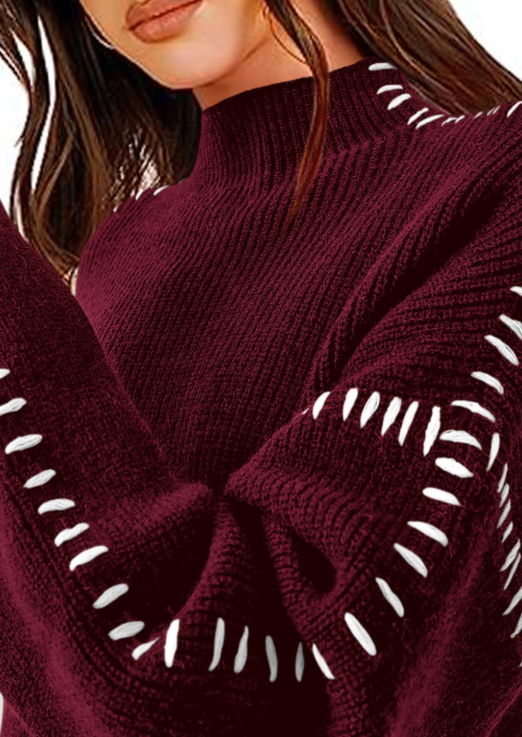 Women's Chunky Knit Sweaters Fall Long Sleeve Mock Neck Oversized Pullover Tops Winter Fashion Clothes