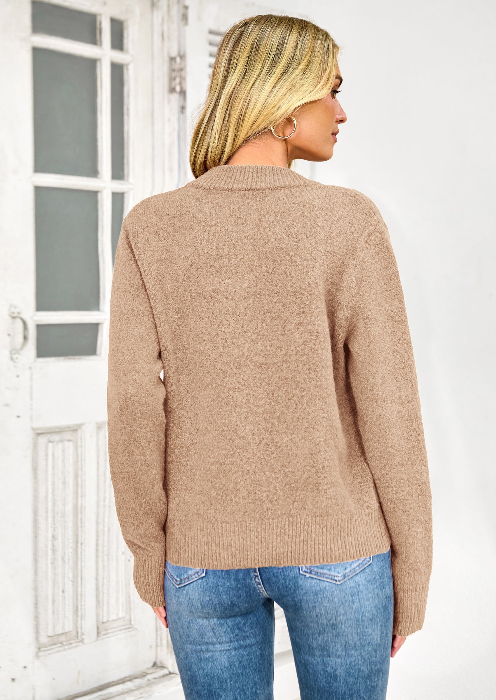 Women's Knit Cardigan Sweaters Casual Long Sleeve Open Front Button Up Ribbed Fall Spring Sweater Jackets