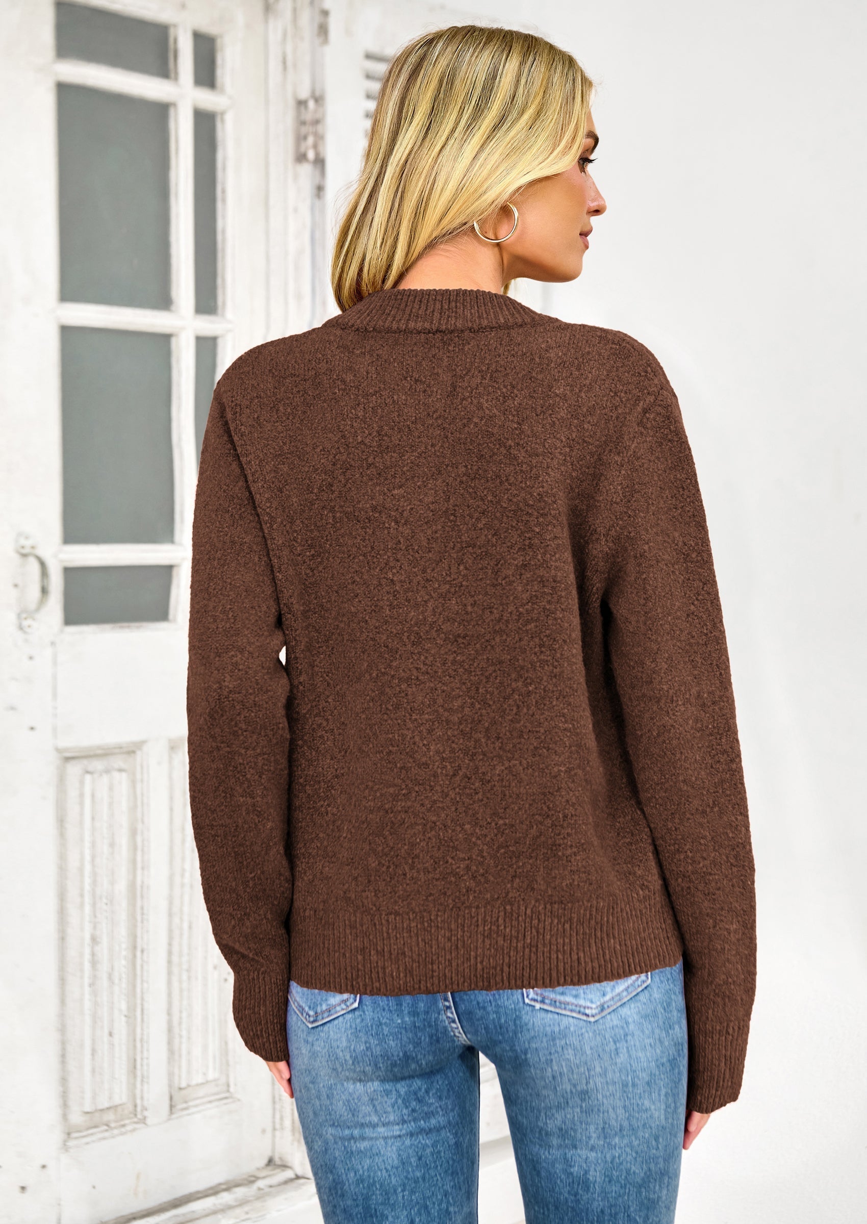 Women's Knit Cardigan Sweaters Casual Long Sleeve Open Front Button Up Ribbed Fall Spring Sweater Jackets