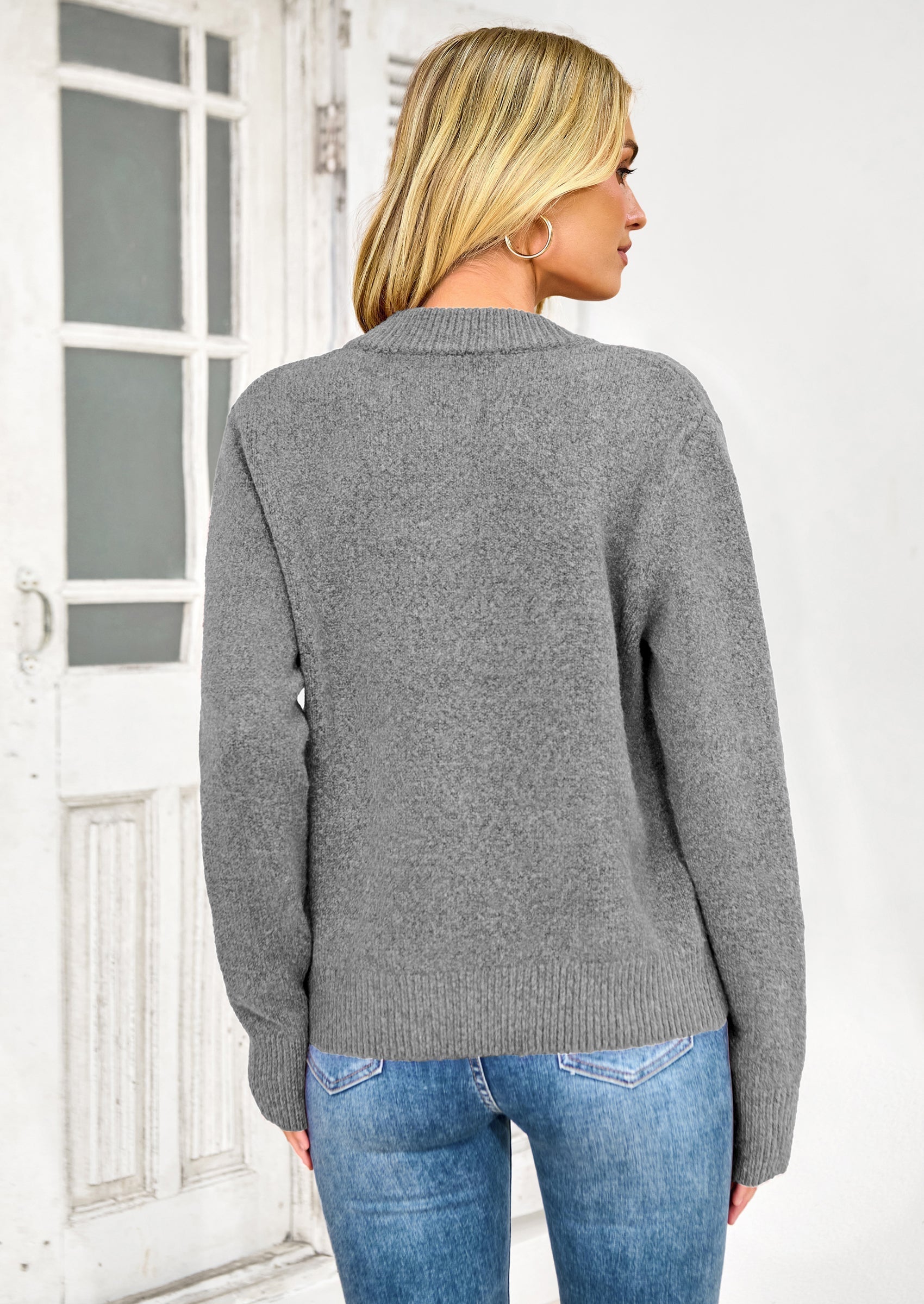 Women's Knit Cardigan Sweaters Casual Long Sleeve Open Front Button Up Ribbed Fall Spring Sweater Jackets