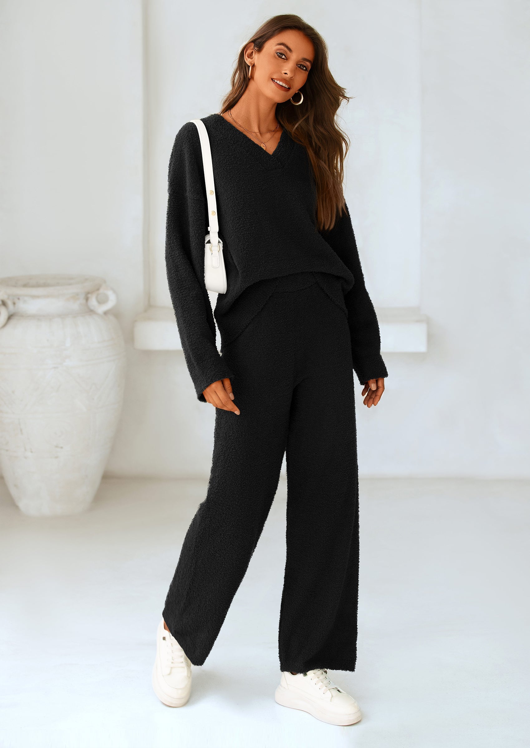 Lounge Sets for Women Two Piece Sweaters Pajama Set Fall Fashion Loungewear Outfits Matching Winter Clothes