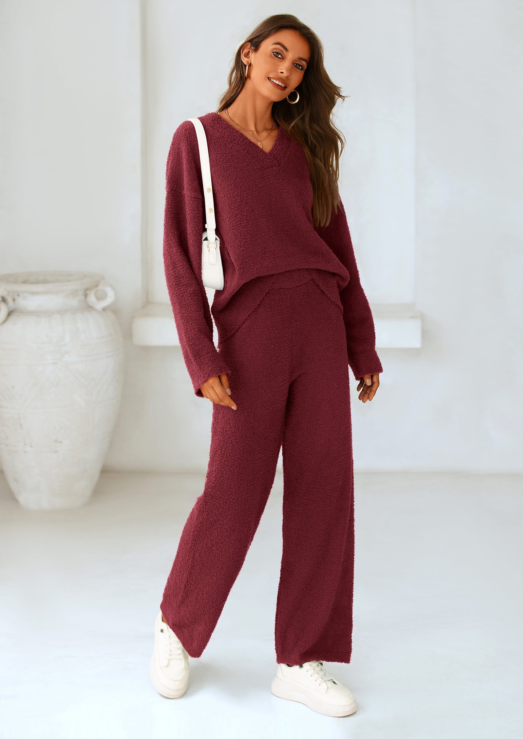Lounge Sets for Women Two Piece Sweaters Pajama Set Fall Fashion Loungewear Outfits Matching Winter Clothes