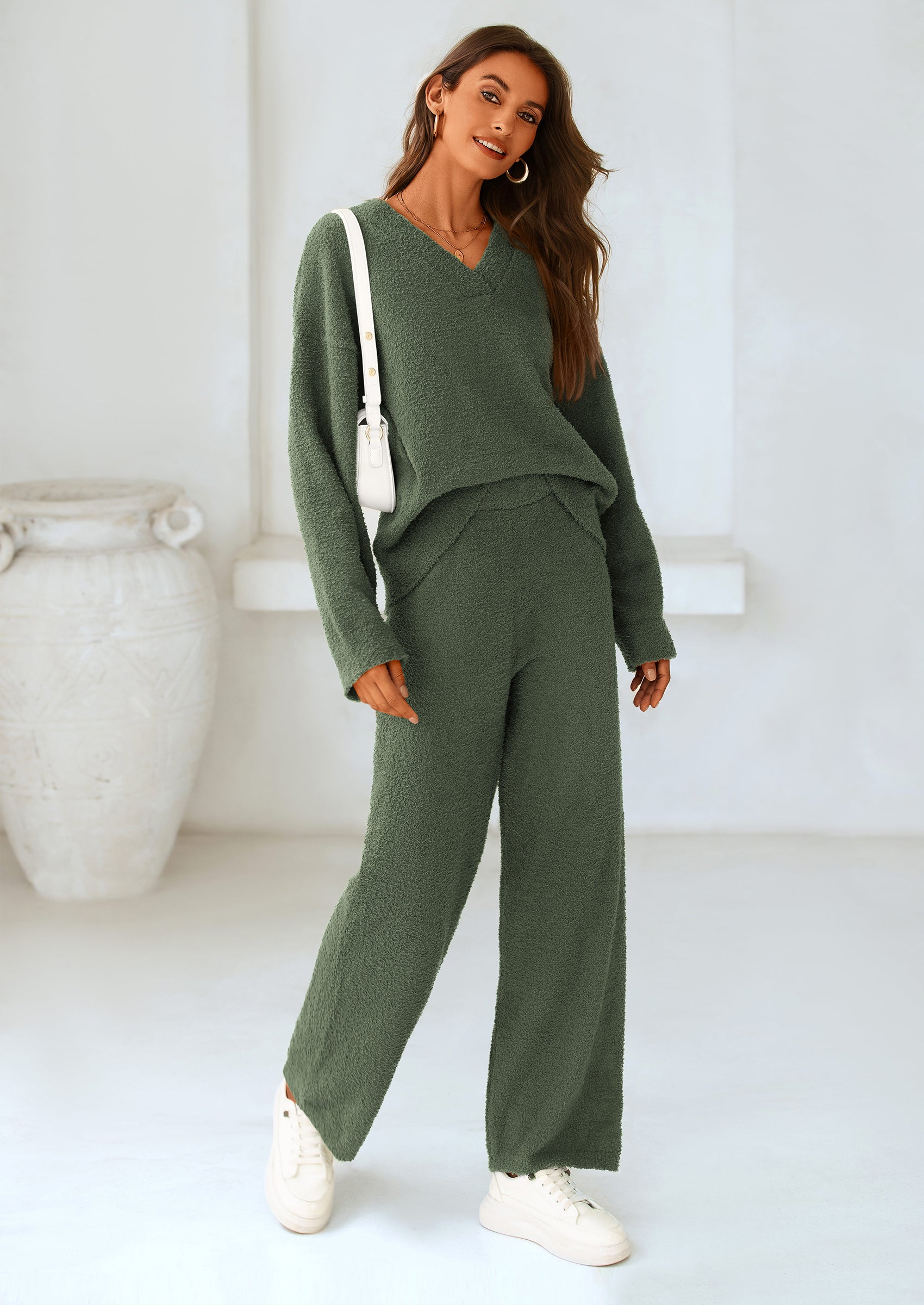 Lounge Sets for Women Two Piece Sweaters Pajama Set Fall Fashion Loungewear Outfits Matching Winter Clothes