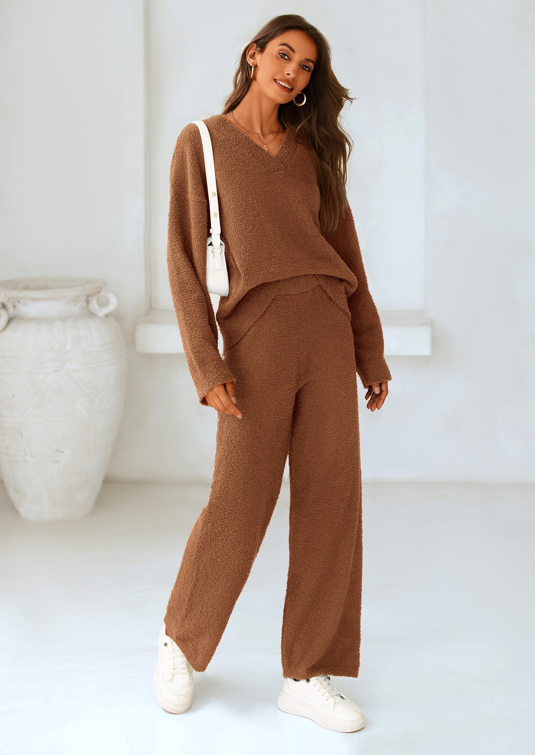 Lounge Sets for Women Two Piece Sweaters Pajama Set Fall Fashion Loungewear Outfits Matching Winter Clothes