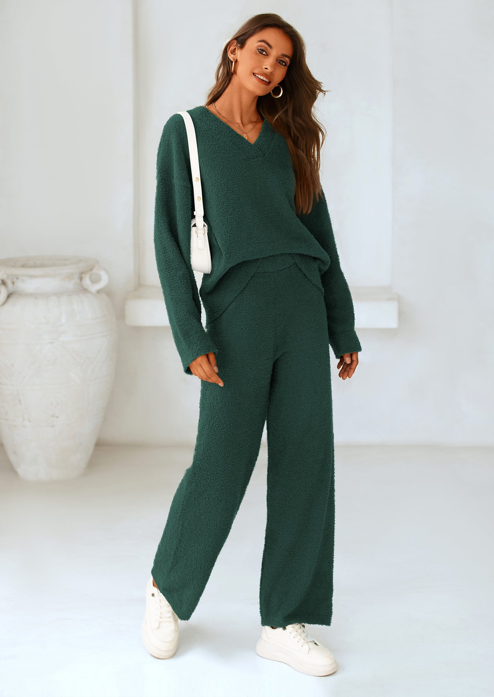 Lounge Sets for Women Two Piece Sweaters Pajama Set Fall Fashion Loungewear Outfits Matching Winter Clothes