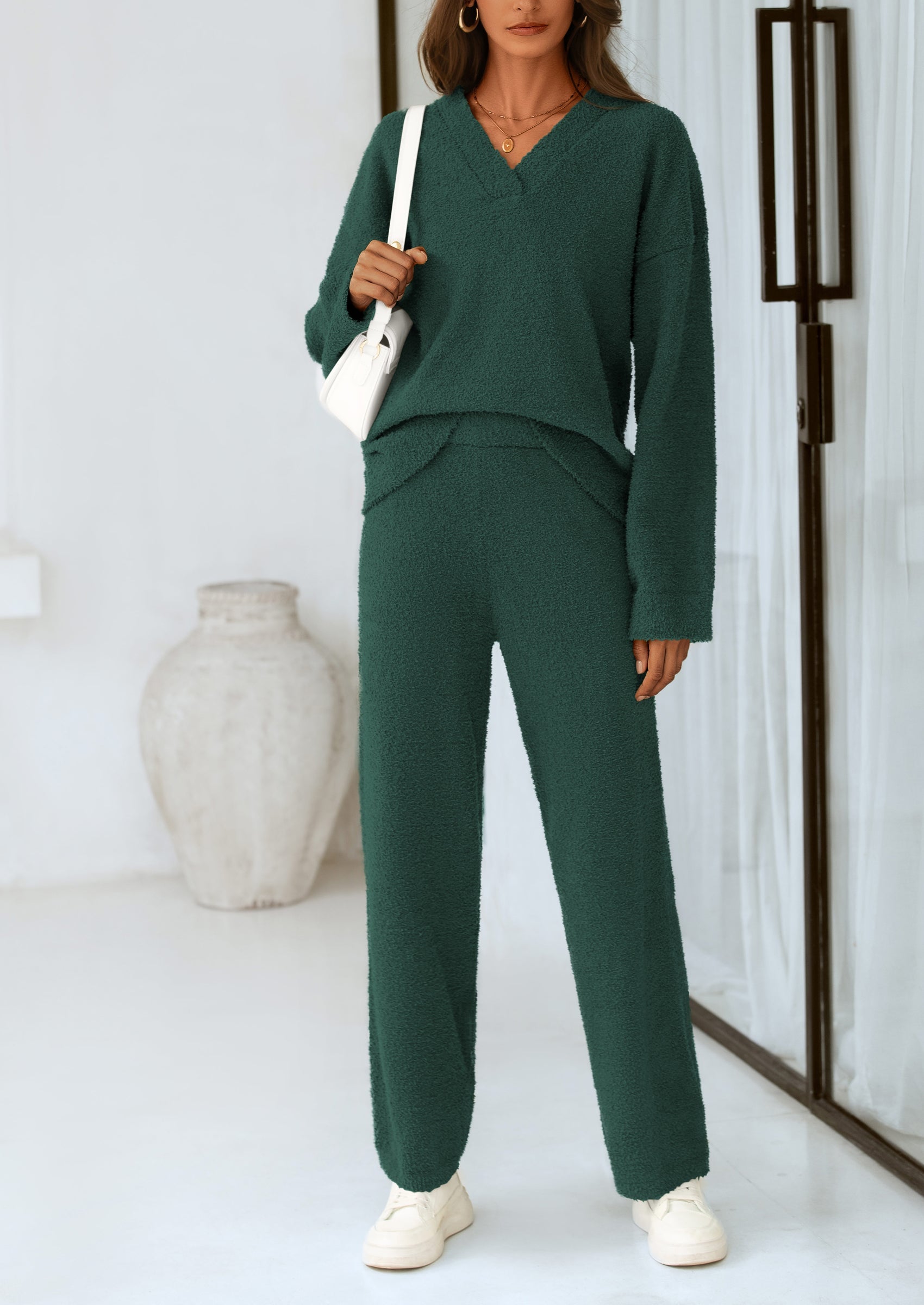 Lounge Sets for Women Two Piece Sweaters Pajama Set Fall Fashion Loungewear Outfits Matching Winter Clothes