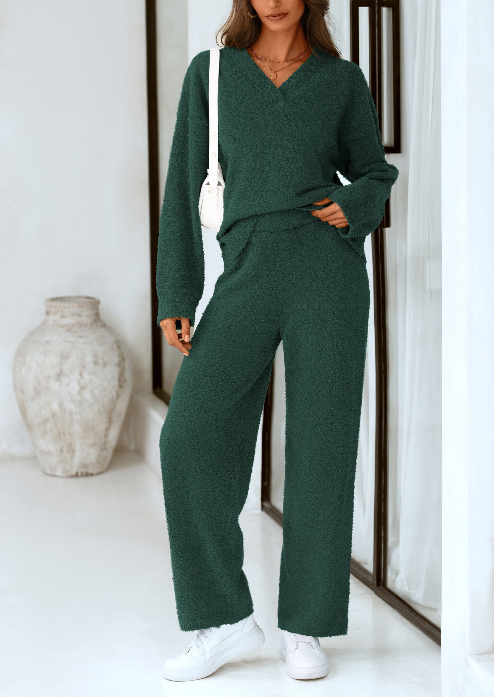 Lounge Sets for Women Two Piece Sweaters Pajama Set Fall Fashion Loungewear Outfits Matching Winter Clothes